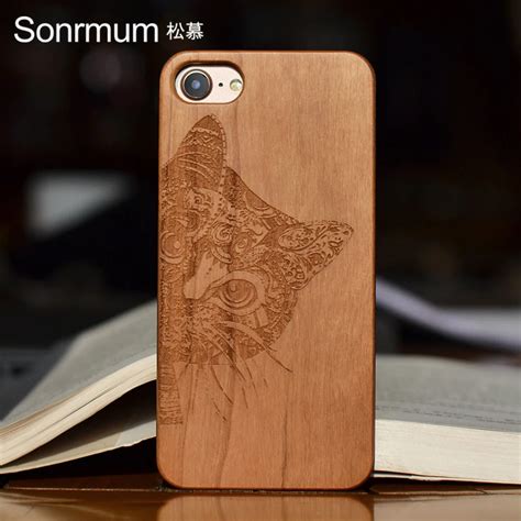 Cat Customized Name Carved Natural Real Wood Phone Cases For Iphone X