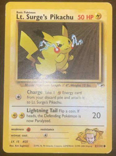 Pokémon TCG Lt Surge s Pikachu Gym Heroes 81 132 Regular Unlimited