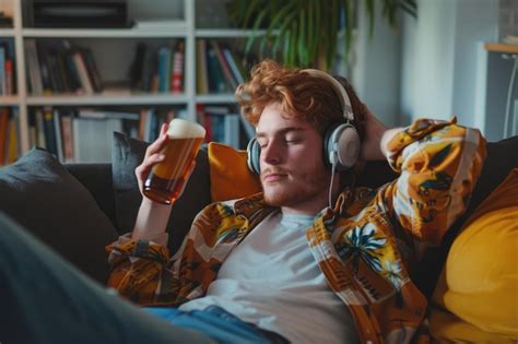 Premium Photo Young Man Relaxing And Drinking A Cold Beer While