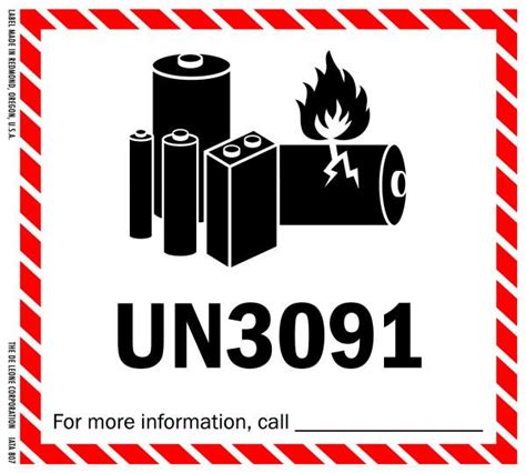 Iata Dangerous Goods Labels 4 1 2 X 5 Iata Dangerous Goods Label Lithium Battery Un3091