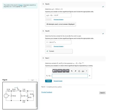 Solved The Switch In The Circuit In Figure 1 Has Been