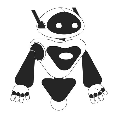 Android robot flat monochrome isolated vector object. AI technology ...