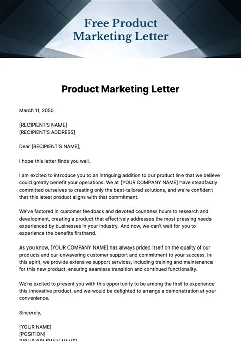 Free Product Marketing Letter Template Edit Online And Download
