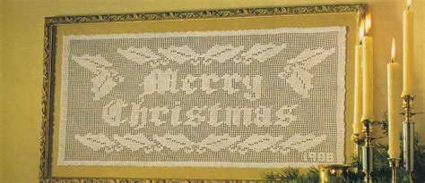 Vintage Pdf Pattern Filet Crochet Merry Christmas Doily Wall Etsy