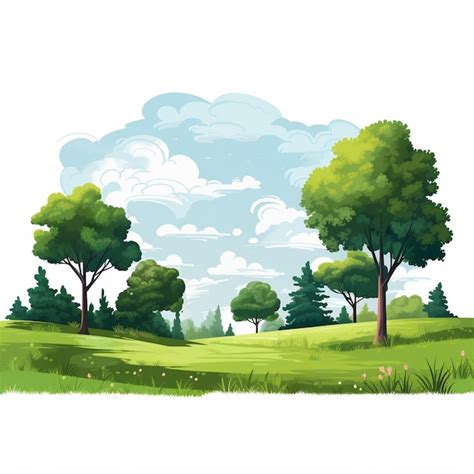 Premium AI Image | a drawing of trees and grass with a sky background.