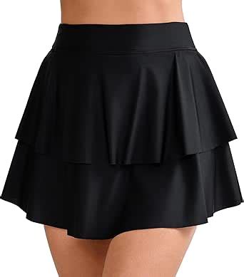 Halcurt Women S High Waisted Ruffle Swim Skirt With Shorts Tummy Control Tankini Swimsuit Bikini