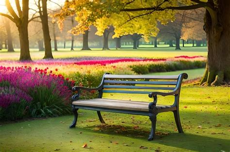 Premium Photo | Park bench in the autumn