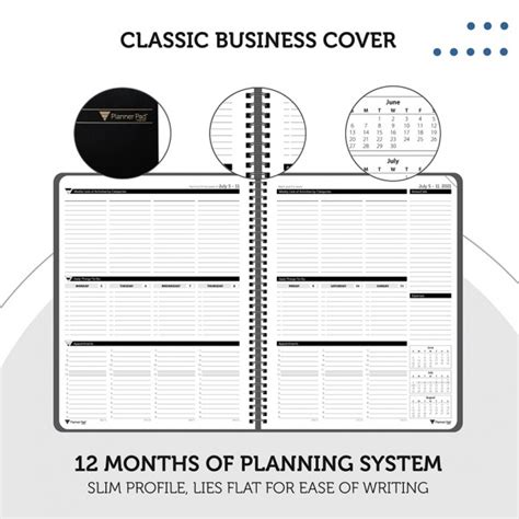 Planner Pads Spiral Bound Organizer Black Ink Style Personal Size