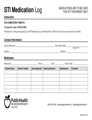 Fillable Online Sti Medication Log Form Fax Email Print Pdffiller