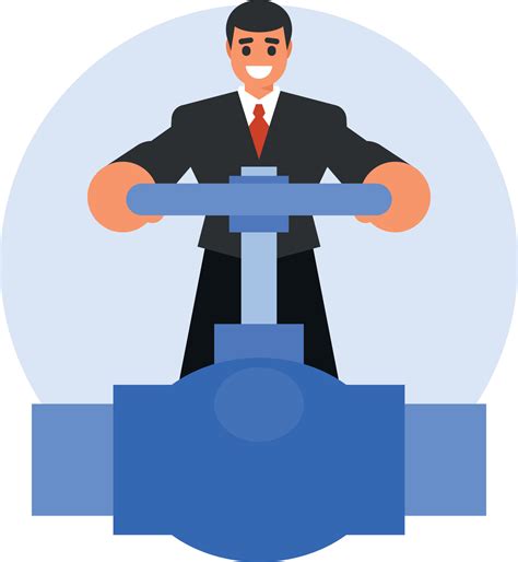 Businessman Opens The Valve, Isolated Background. 23097578 Vector Art ...