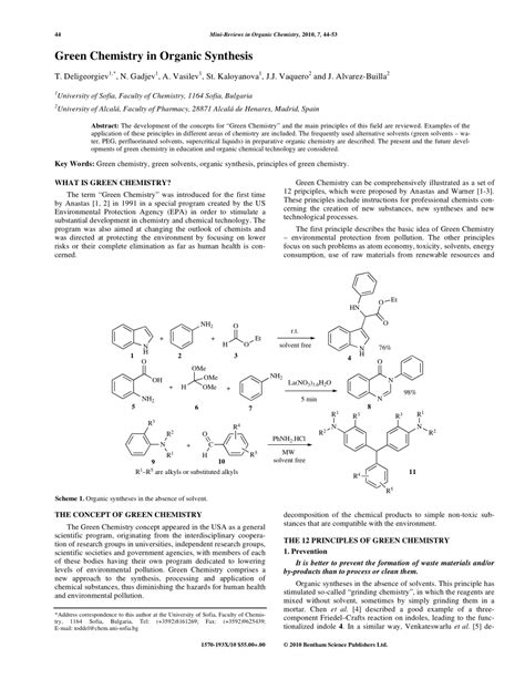 (PDF) Green Chemistry in Organic Synthesis