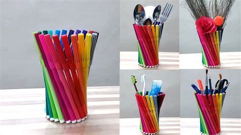 Best Out Of Waste Reuse Old Sketch Pens Into A Diy Holder Youtube In