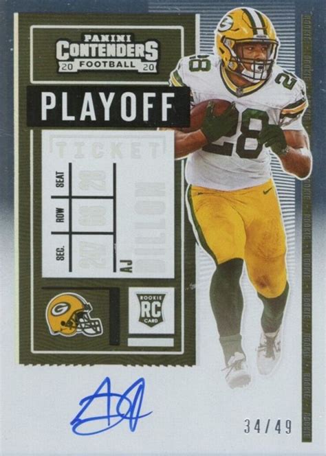 AJ Dillon 2020 Contenders 126 Rookie Ticket Auto Variation Playoff