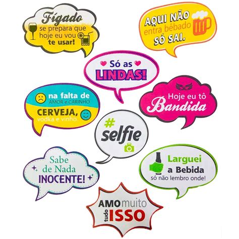 Kit Plaquinhas Divertidas Para Festas 10 Unidades Extra Festas