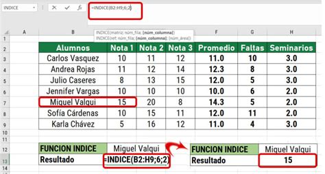 Función Indice Y Función Coincidir En Excel