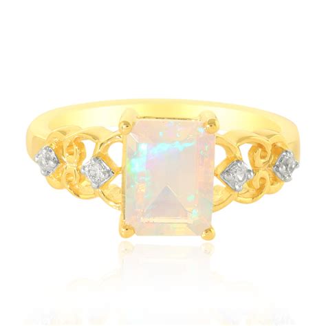 Thiopischer Welo Opal Zirkon Goldplattierter Silberring Ct