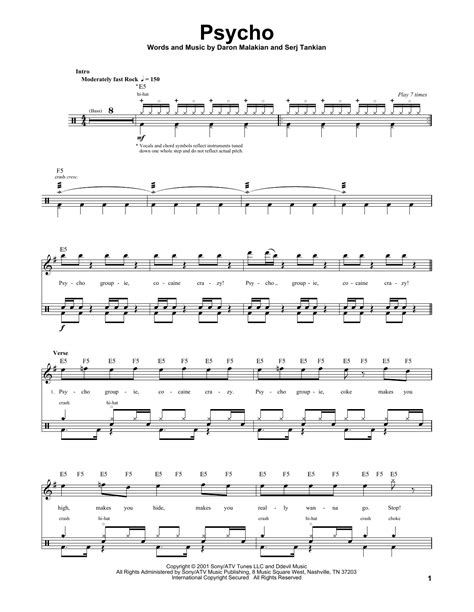 Chop Suey Sheet Music System Of A Down Drums Transcription Lupon Gov Ph