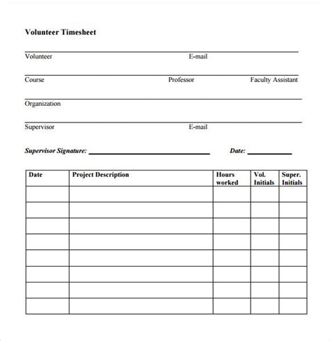 10 Volunteer Timesheet Samples Sample Templates