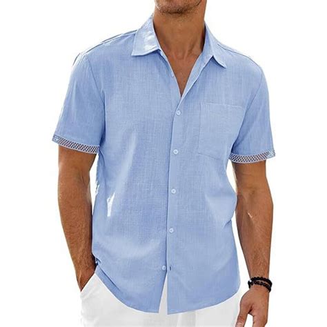 Solid Color Turn Down Collar Shirts For Men Perfect For Summer