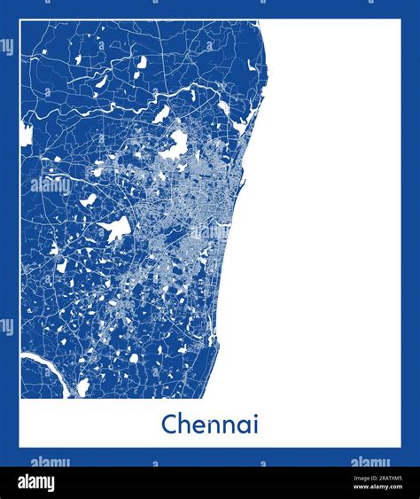 Chennai India Asia City Map Blue Print Vector Illustration Stock Vector