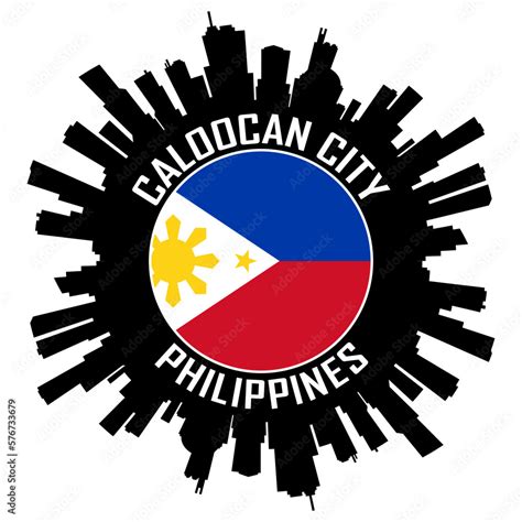 Caloocan City Philippines Flag Skyline Silhouette Caloocan City ...