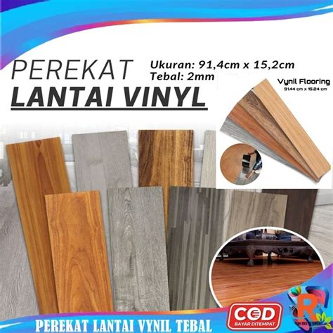 Stiker Lantai Vinyl Perekat Lantai Motif Kayu Premium Tebal Mm