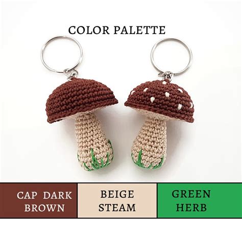 Brown Mushroom Keychain Crochet Toadstool Mushroom Keyring Etsy