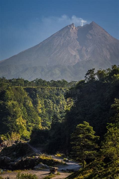 Mount Merapi Indonesia Volcano Landscape View Stock Image Image Of