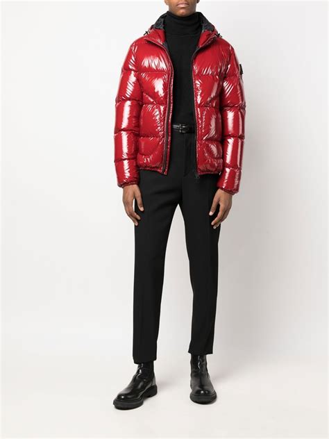 Herno Logo Patch Padded Puffer Jacket In Red Modesens