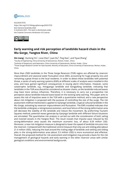 Early Warning And Risk Perception Of Landslide Hazard Chain In The Wu