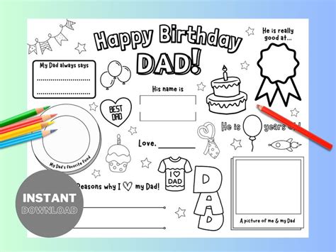 Happy Birthday Dad Coloring Page Printable All About Dad Template