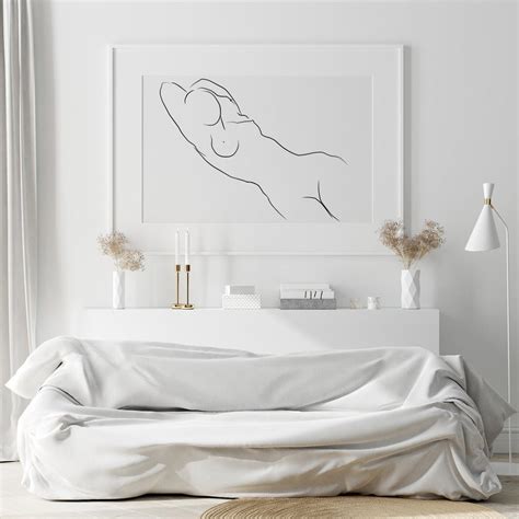 Nude Line Drawing Erotic Wall Art Neutral Wall Art Etsy