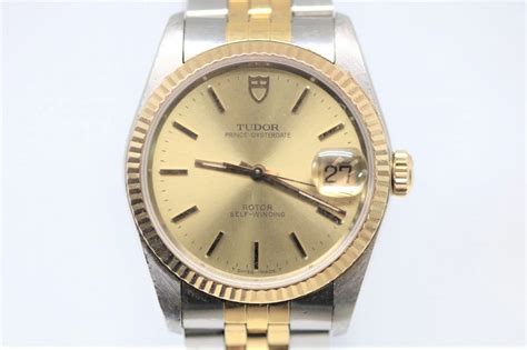 Rolex Tudor Prince Oysterdate Vintage 90 S Ss And Gold Pre Owned Mens Watch 34mm