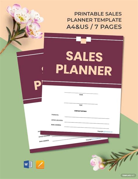 Printable Sales Planner Template in Apple Pages, Word, Google Docs, PDF ...