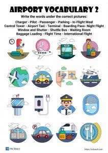 Airport Vocabulary With Pictures Worksheets ESL Vault