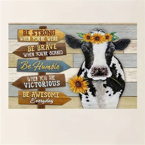 1pc Farmhouse Cow Sunflower Decor Wall Art Rustic Farm Cow Flower