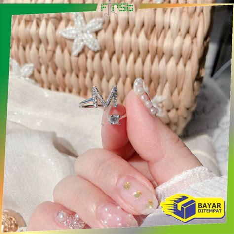 Jual Fh K Cincin Huruf Silver Abjad Huruf A Z Stainless Inisial Nama