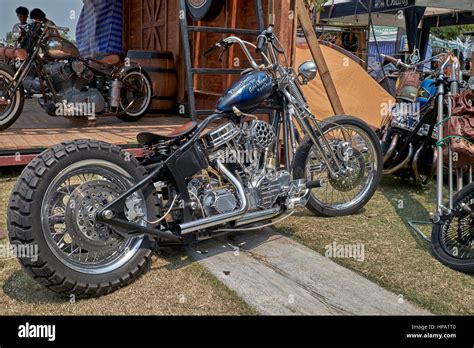 Harley Davidson Modified And Customised Chopper Motorcycle Stock Photo