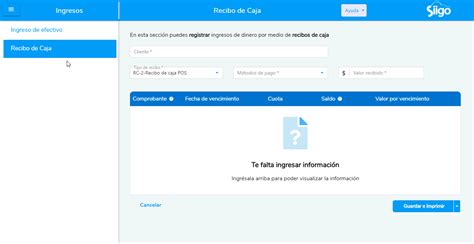 Elaboración recibo de caja en el POS instalado Portal de Clientes