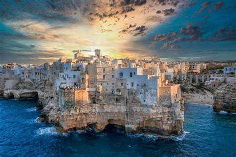 Premium Photo Aerial Panoramic Cityscape Of Polignano A Mare Town