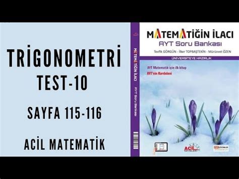 Matemat N Laci Ayt Soru Bankasi Trigonometri Test Youtube