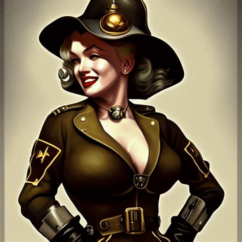 Marilyn Monroe Steampunk Soldier Portrait · Creative Fabrica