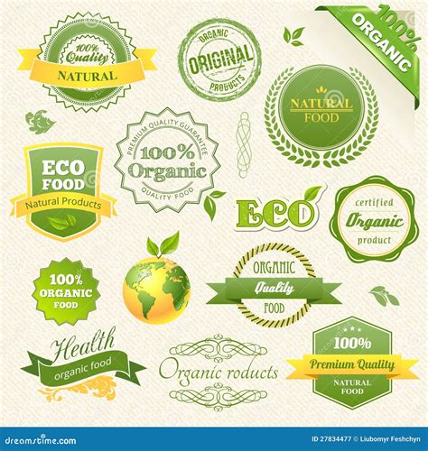 Vector Organic Food Eco Bio Labels And Elements Stock Vector