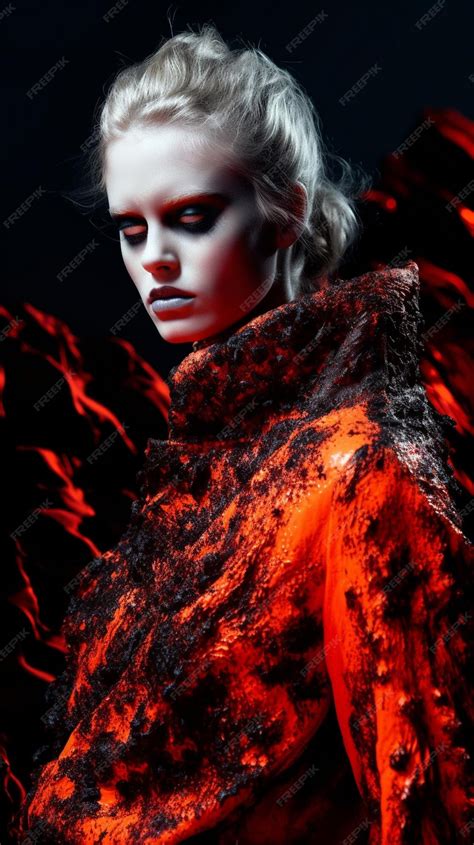 Premium Photo Red Neon Light Glow Woman Model