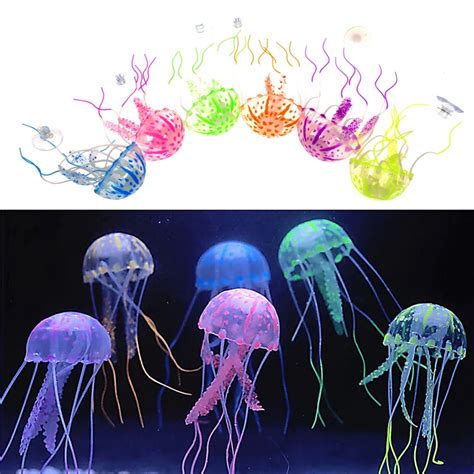 Glowing Effect Artificial Fake Fluorescent Jellyfish Aquarium Fish