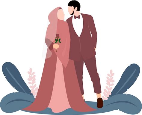 Premium Vector Muslim Wedding Couple Illustration