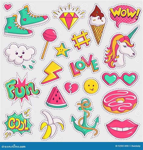 Set Of 35 Stickers Cute Sketch Characters With Doodle Emotions Vector