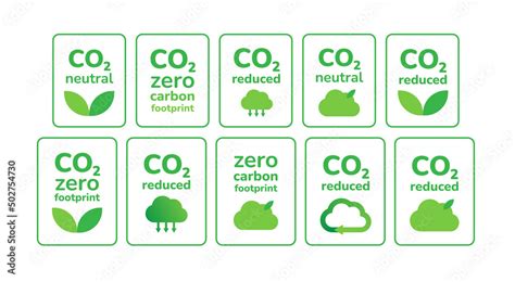 Vecteur Stock Co Emission Reduction Icon Set Isolated On White Carbon