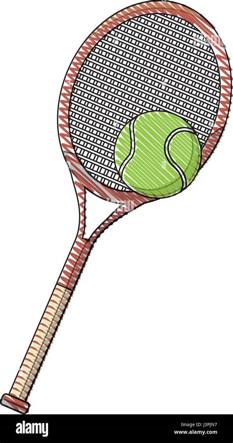 Draw Tennis Racket And Ball Sport Equipment Stock Vector Image Art