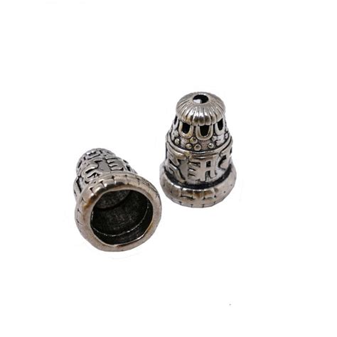 Tibetan Style Patterned Buddha Bead Cone X Mm Antique Silver